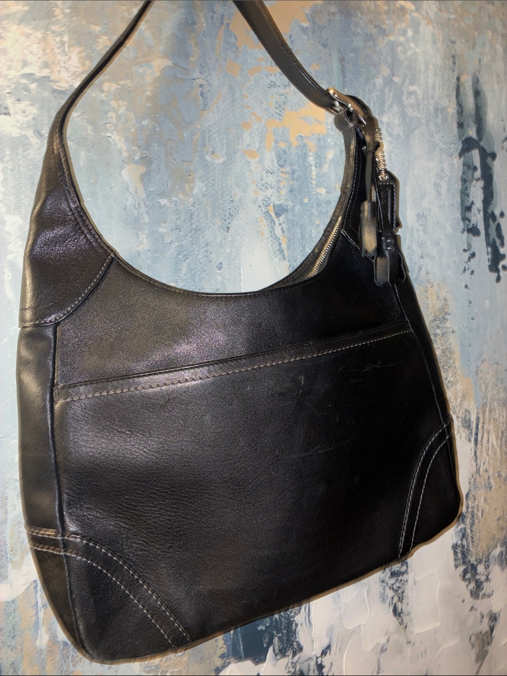 EUC ! Y2K Coach Hampton HOBO Classic Black Leather Shoulder Bag 2006 - Picture 15 of 16